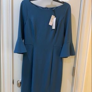 White House Black Market Blue Ruffle Sleeve Dress